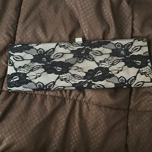 Black and Beige Lace Clutch